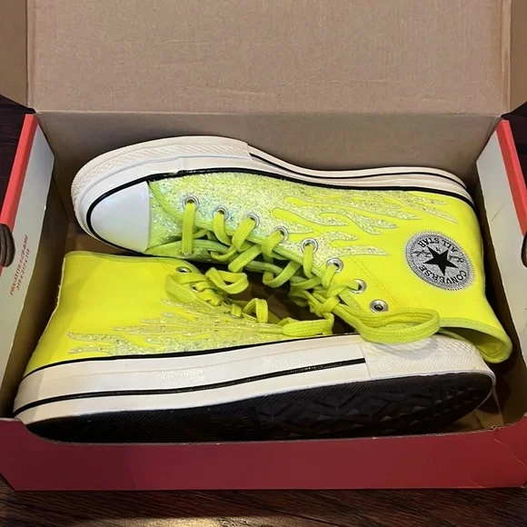 Converse High-Top Sneakers in Neon Yellow - Picture 6 of 6